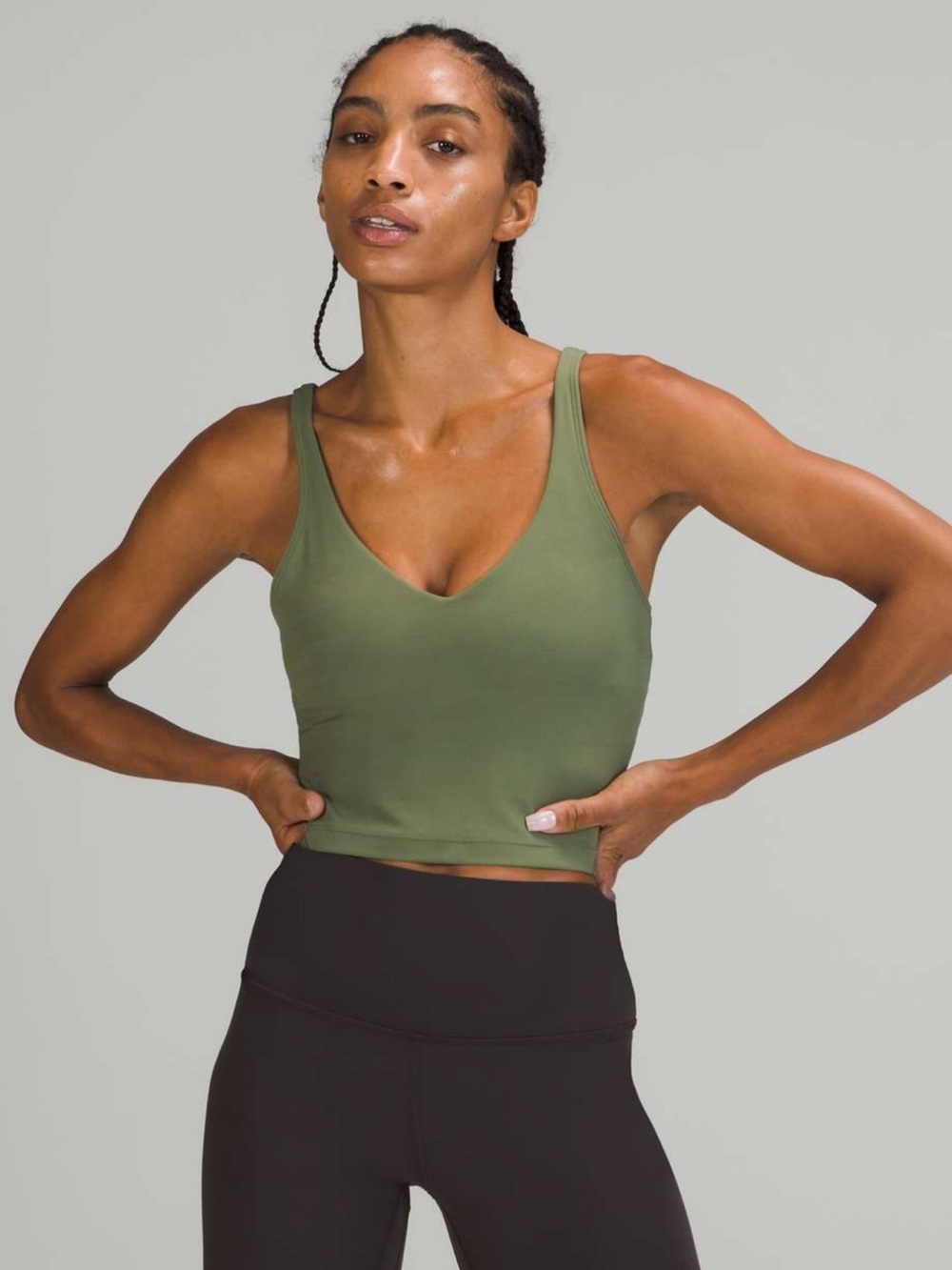 lululemon Align™ Tank Top Green Twill V-Neck Built-In Bra Size 6